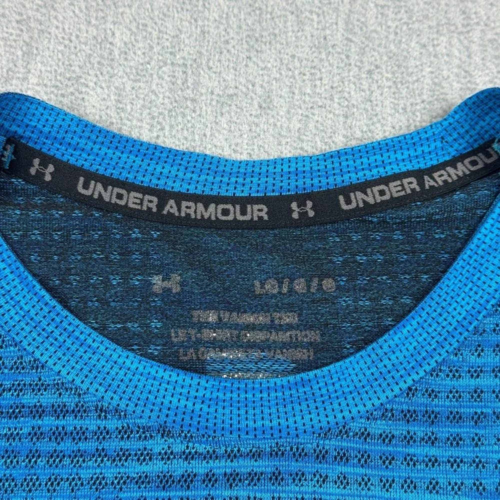Under Armour T Shirt Mens Large Blue Vanish Seamless Workout Athletic‎ Gym Tee